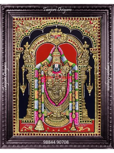 Balaji painting Tanjore Oviyam Tirupati Balaji gold foil traditional Perumal